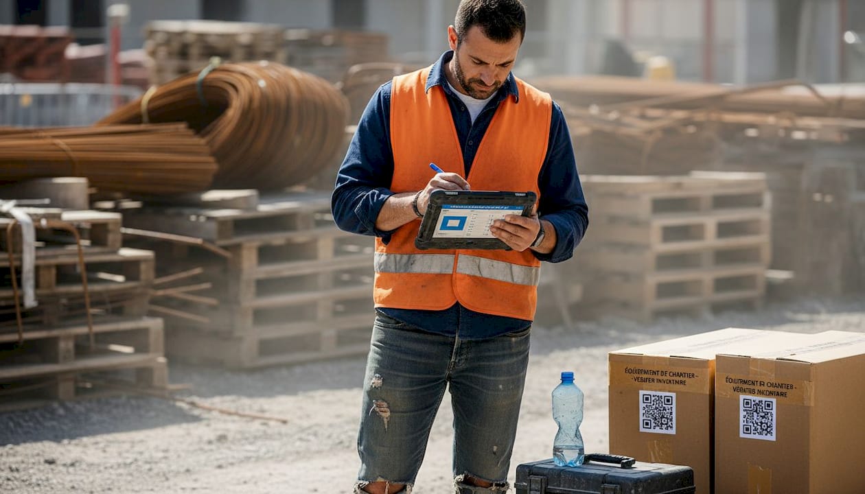 Le chef de chantier suit l’état du matériel directement sur sa tablette, au cœur des travaux.