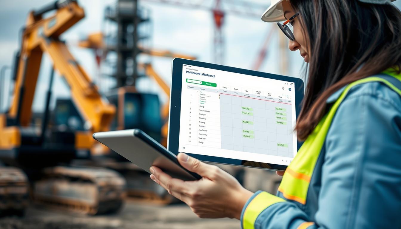 Suivi matériel maintenance équipement avec tablette numérique sur un chantier