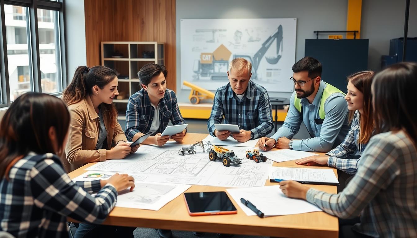 Équipe en réunion planifiant la mise en place d'un système de suivi matériel maintenance équipement