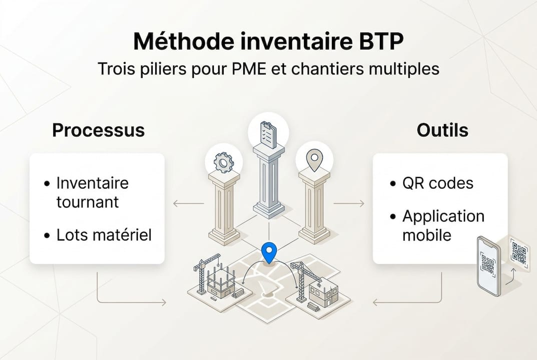 Infographie : comment gérer efficacement l’inventaire sur plusieurs chantiers BTP