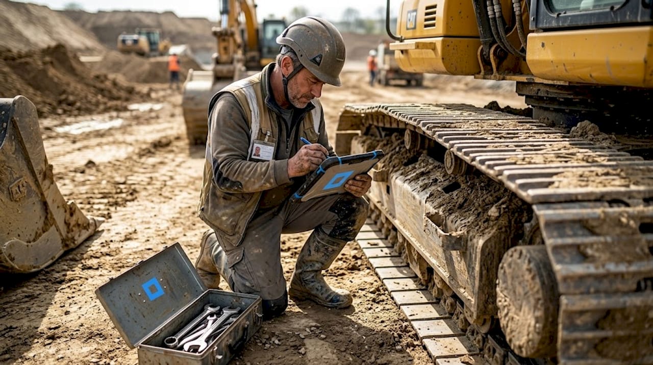 Un technicien assure l’entretien préventif des équipements sur les chantiers de construction.