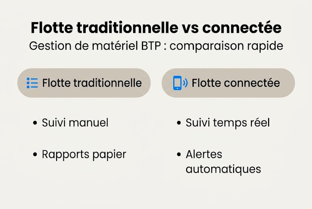 Infographie : comparatif entre une flotte de véhicules classique et une flotte connectée