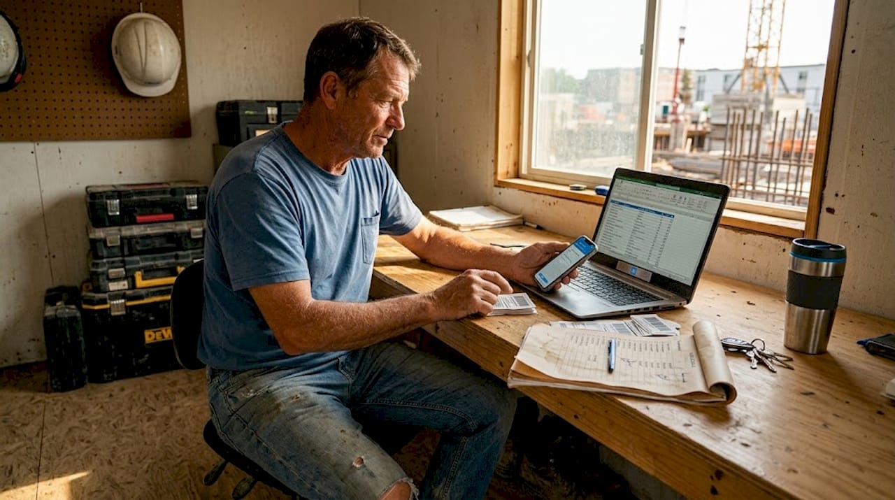 Chef de chantier gérant le parc matériel grâce à des outils numériques