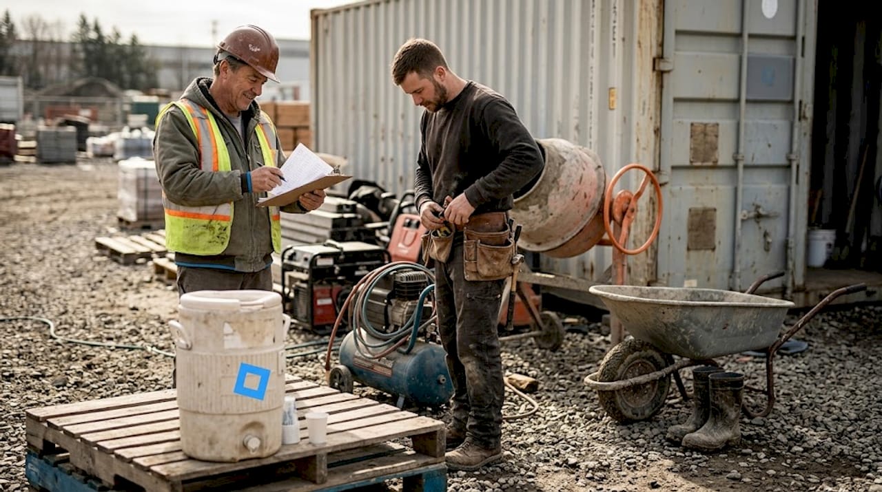 Des techniciens contrôlent l’utilisation des équipements sur le chantier.