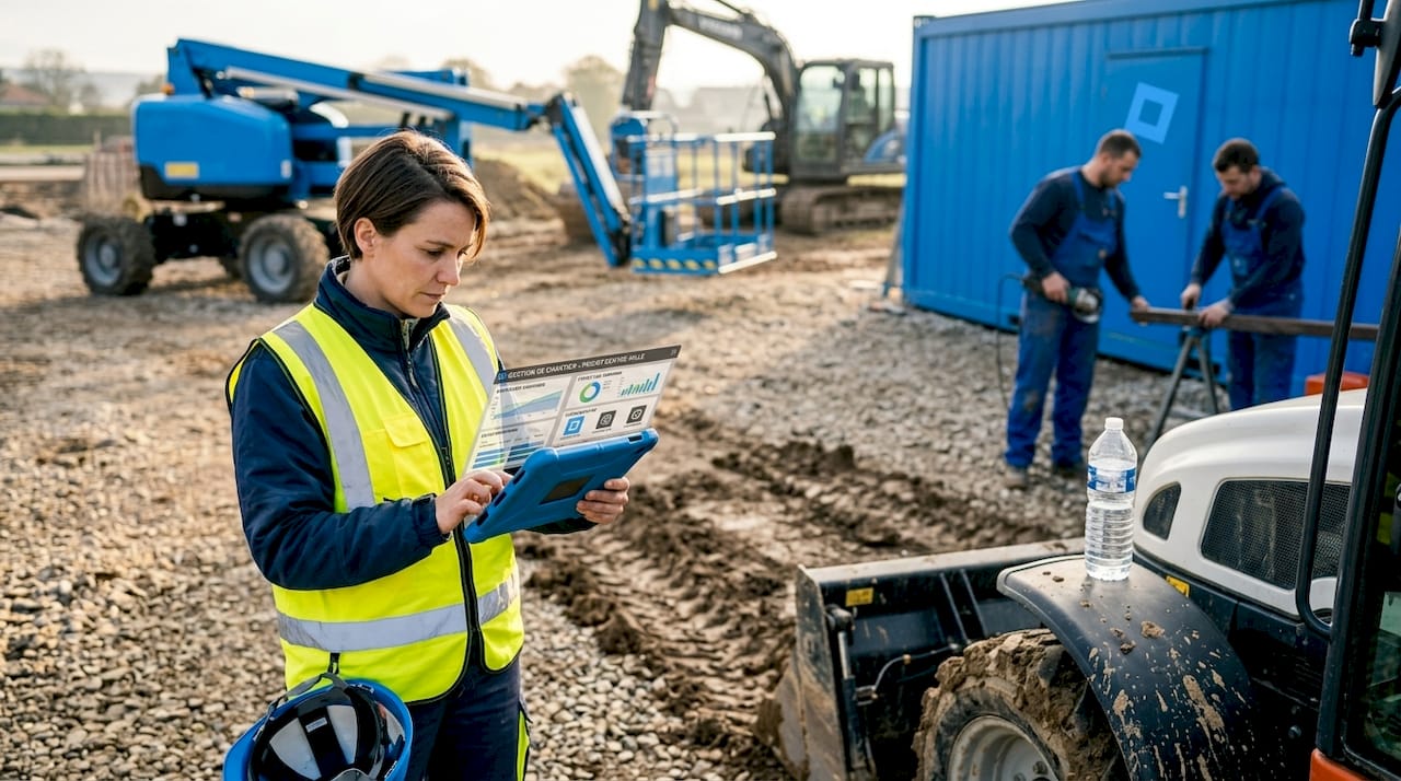 Le chef de chantier pilote la gestion du matériel directement sur le terrain grâce à sa tablette.