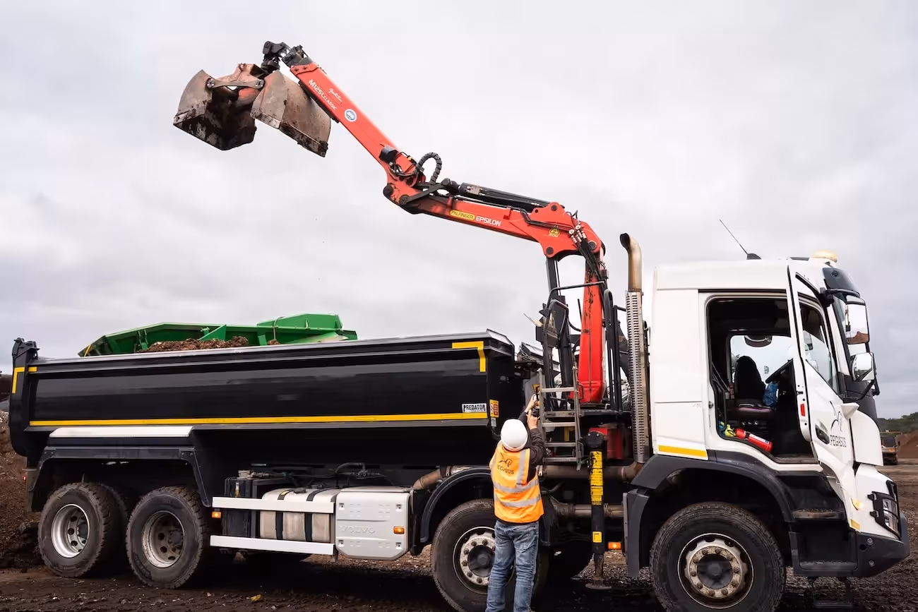 We Are Pegasus grab hire lorry. 