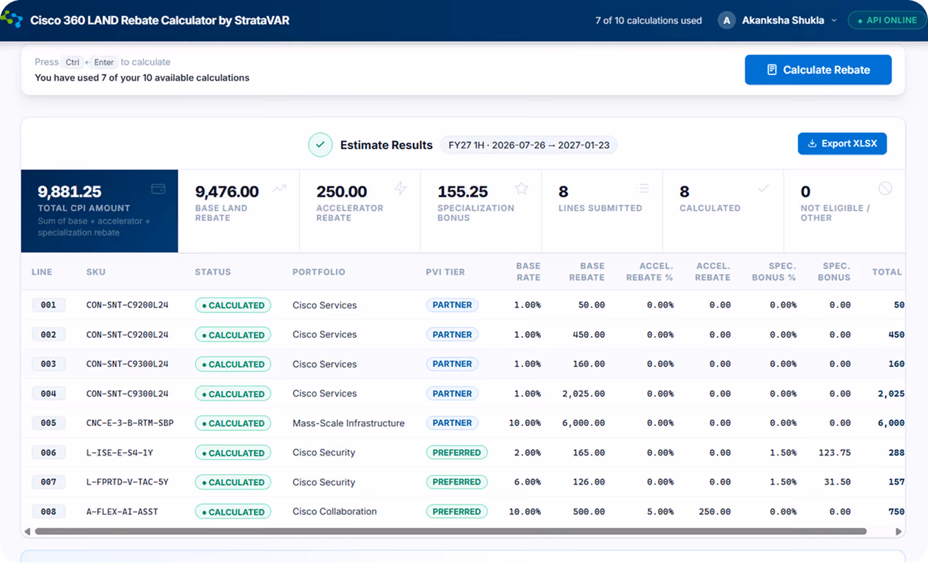 Calculate Your Cisco 360 LAND Rebates
