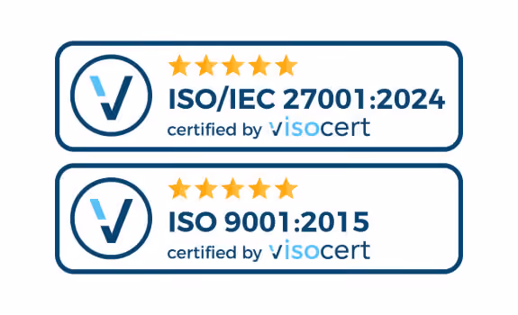 ISO 9001 (Qualitätsmanagement) und ISO 27001 (Informationssicherheitsmanagement) zertifiziert