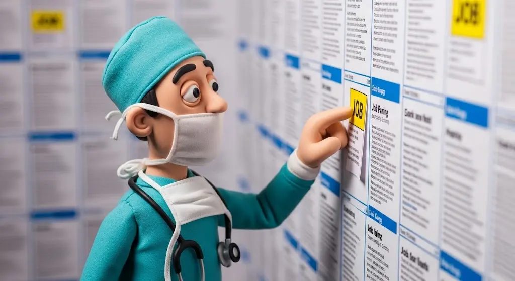 A character choosing the "Surgical Strike" approach in job search
