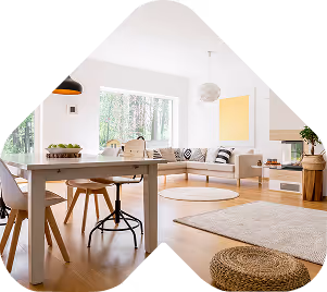 Intérieur moderne avec isolation thermique et chauffage performant - salon et salle à manger rénovés avec accompagnement VDM Renov