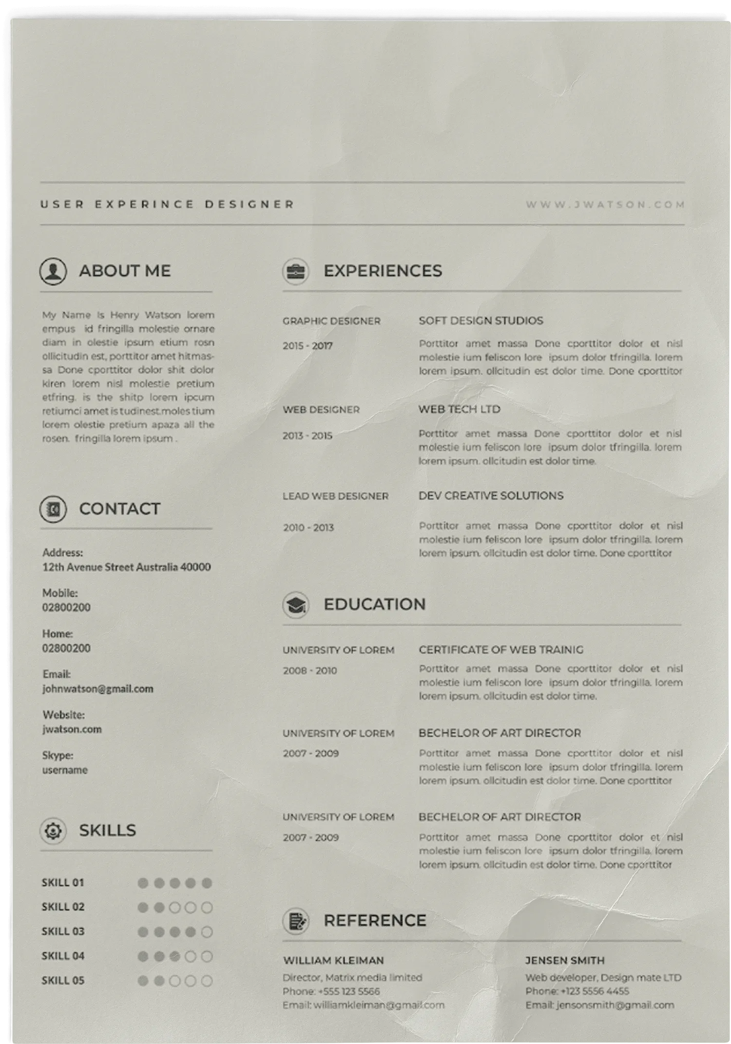 A black and white photo of a resume.