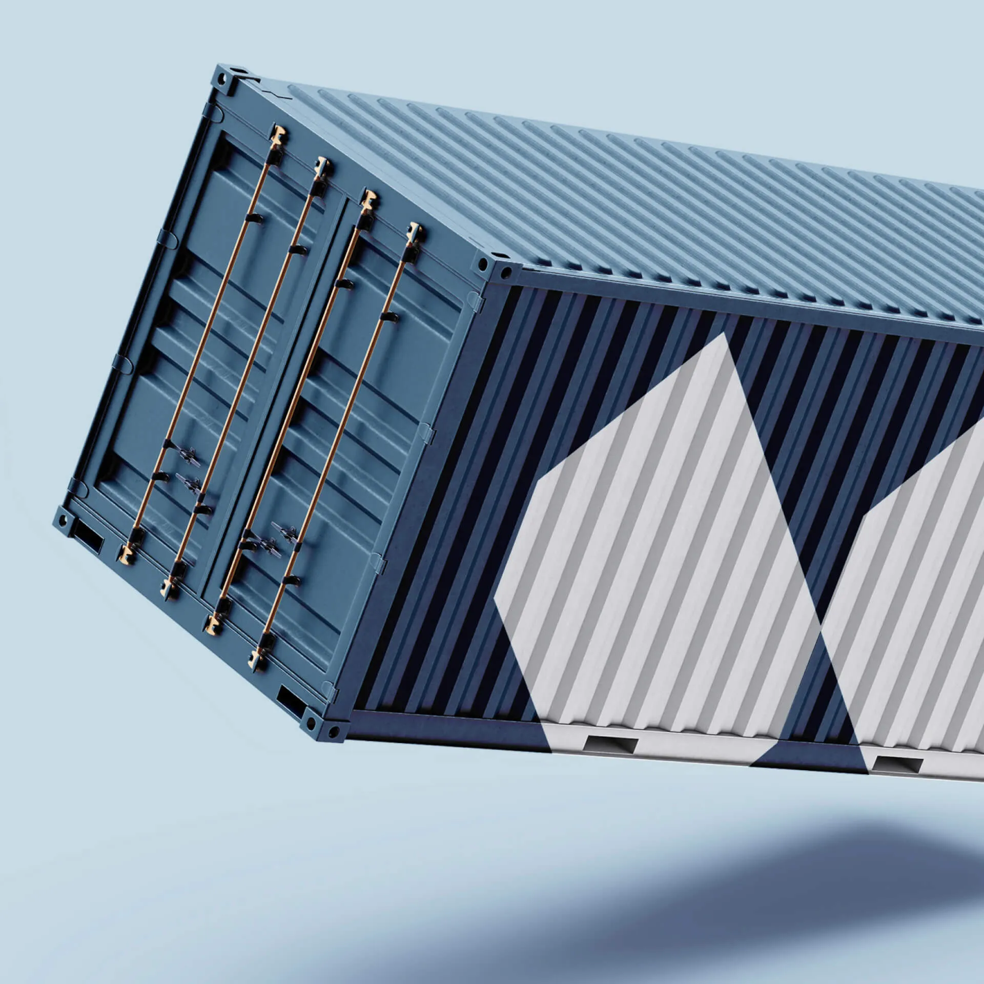 A blue container