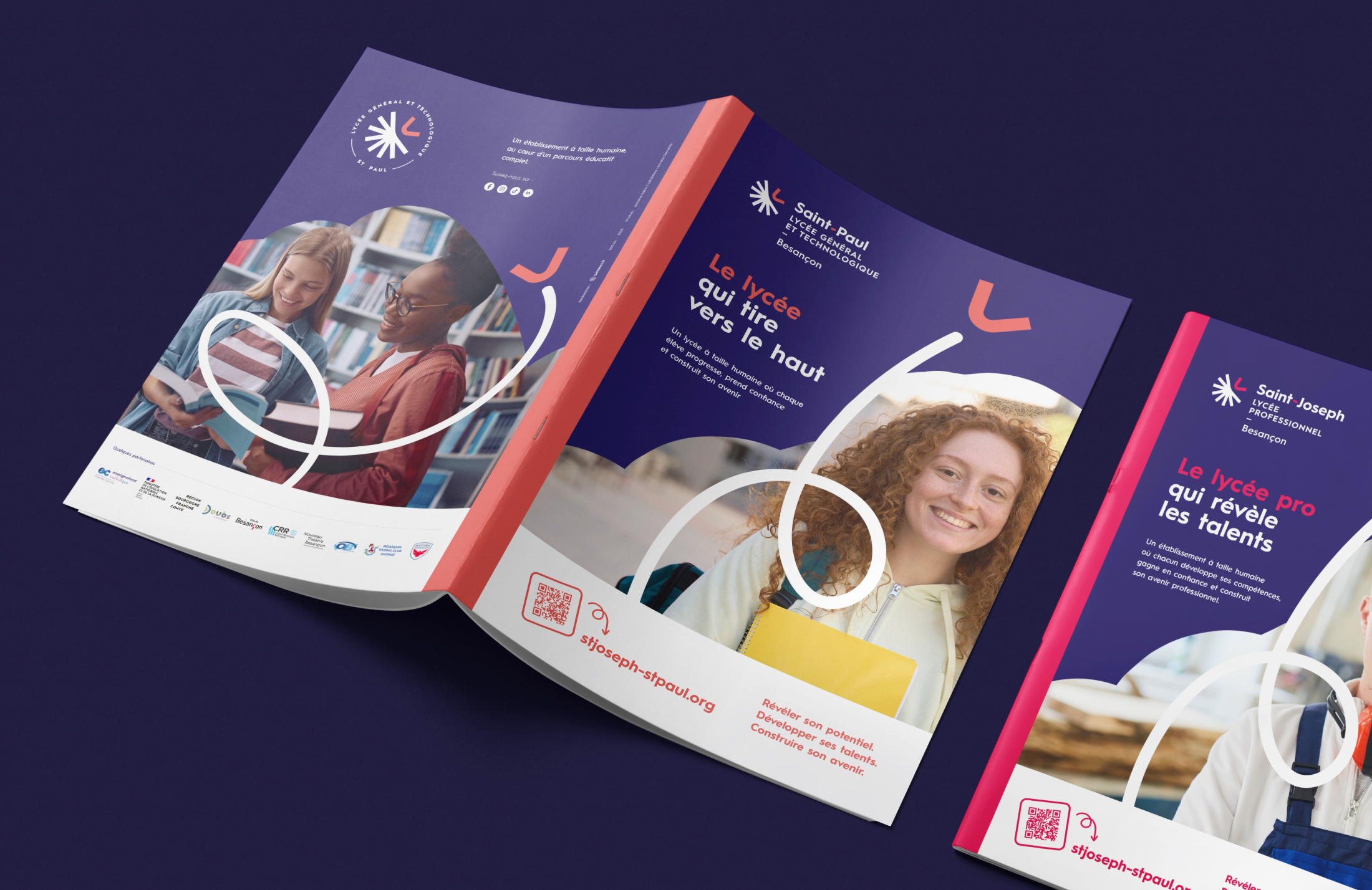 Couvertures des brochures du Lycée Général et Technologique Saint-Paul et du Lycée professionnel Saint-Joseph.