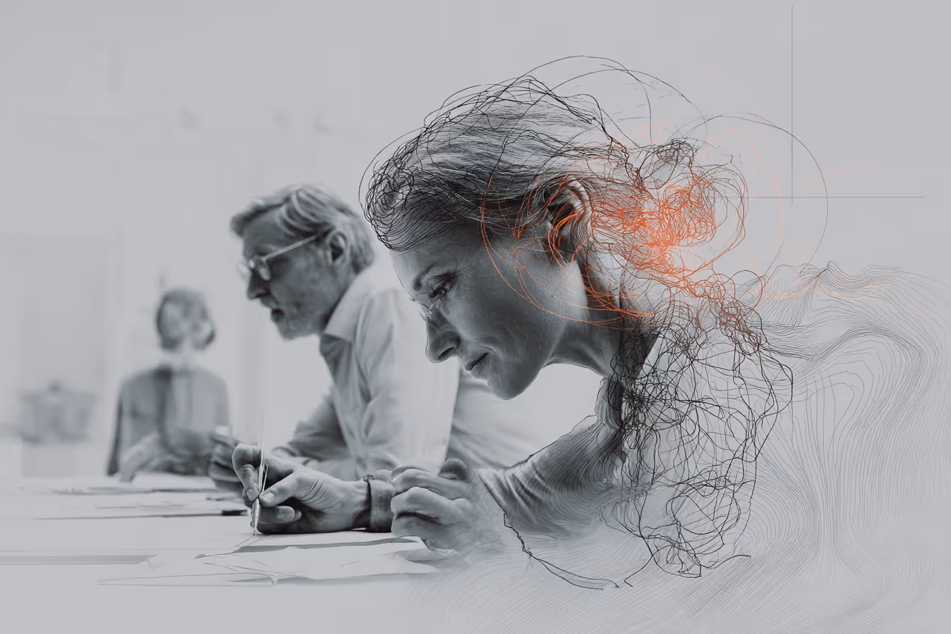 A work setting with a bespoke augmented and sketched leader in control as supported with digital transformative insight 