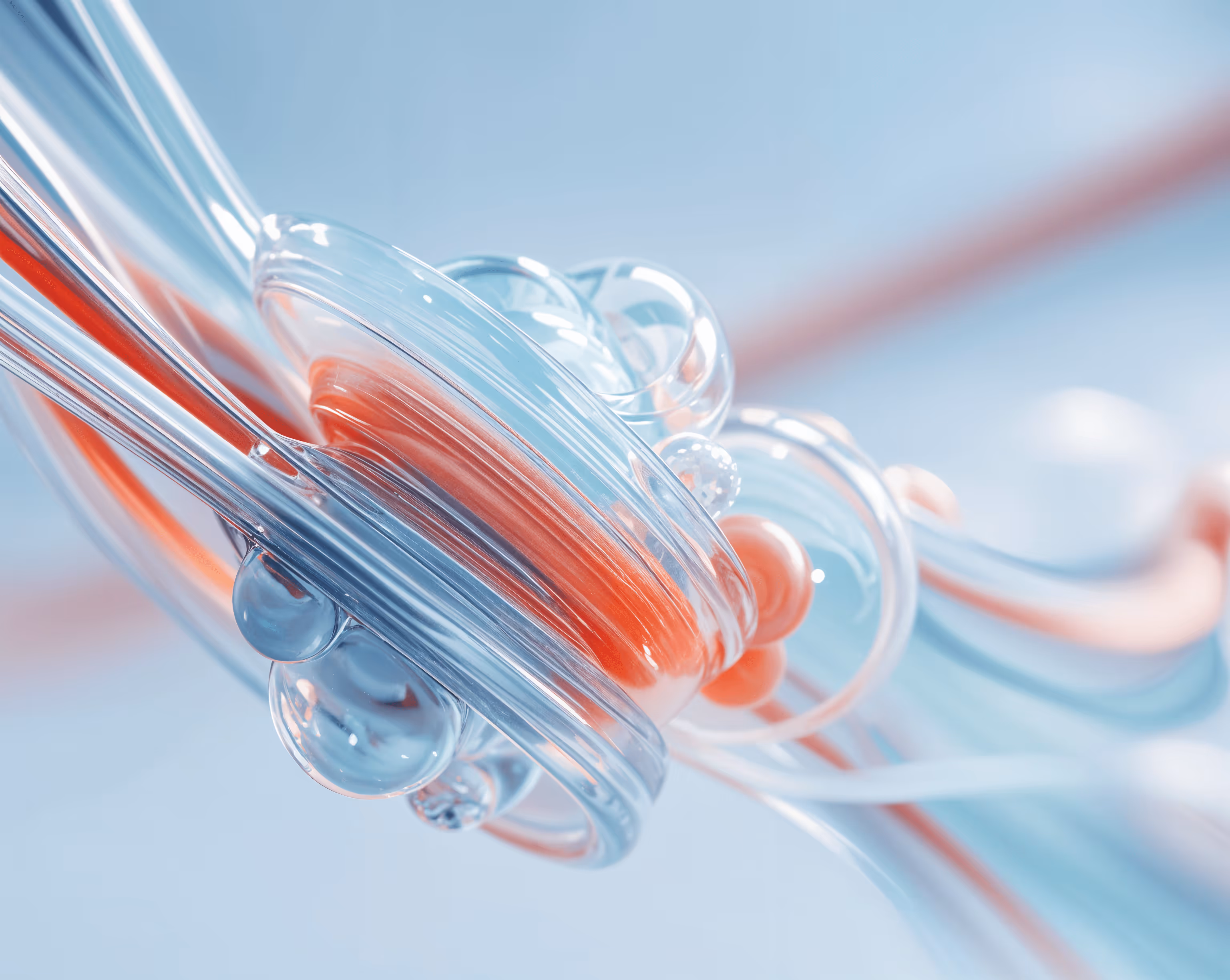 An abstract reel of digital wire contact in red and blue to depict real change