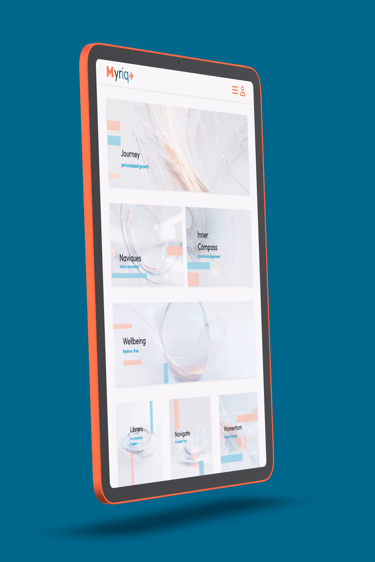 The Myriqo platform displayed on a tablet