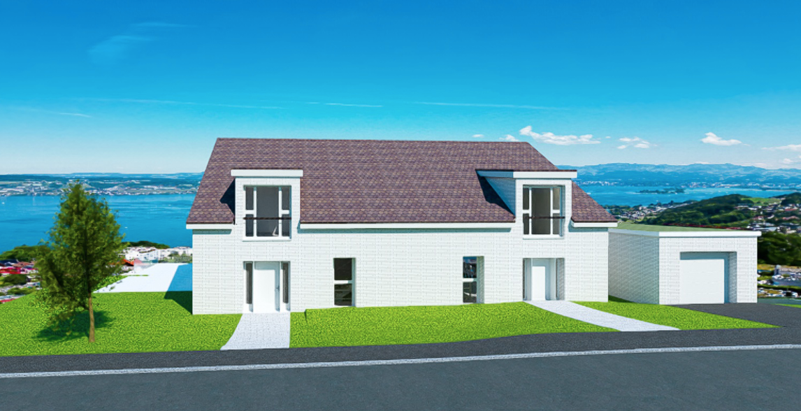 Neubau Einfamilien-/Doppeleinfamilienhaus Wollerau Diamantenberg – Panoramasicht Zürichsee