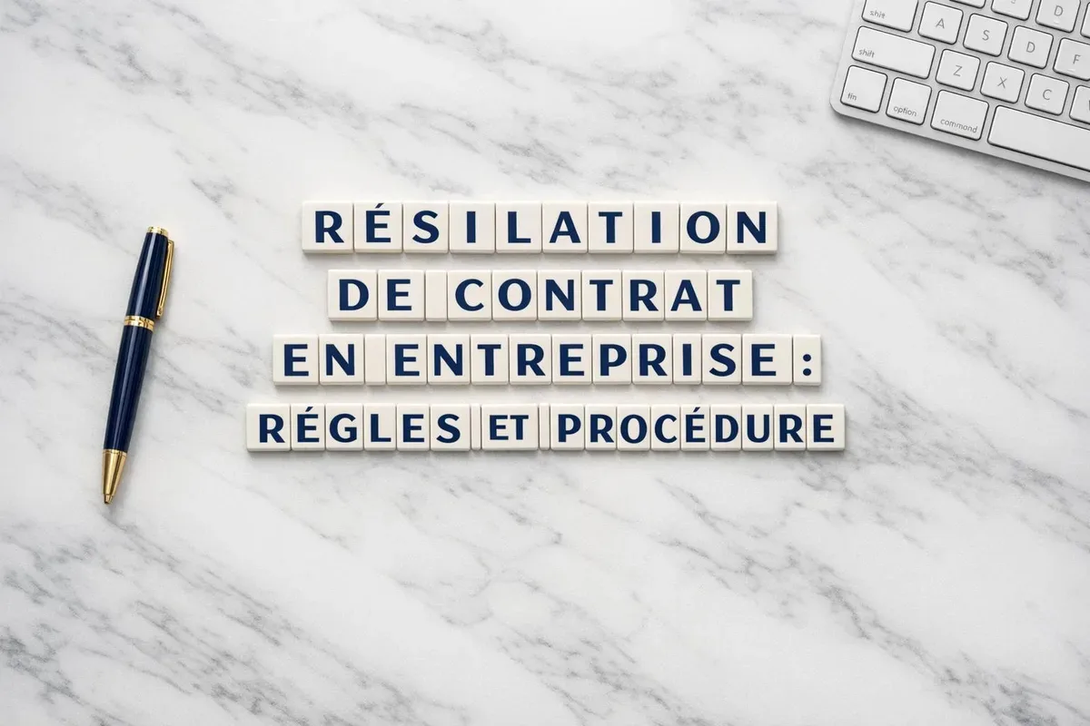 Deux professionnels signant la rupture d'un contrat commercial dans un bureau d'entreprise