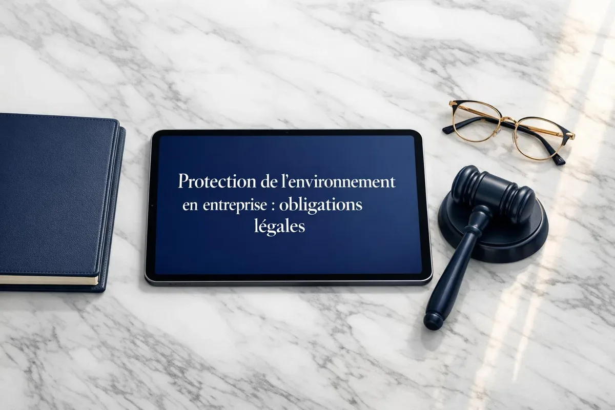 Dirigeants d'entreprise examinant un document sur la conformité environnementale lors d'une réunion de travail