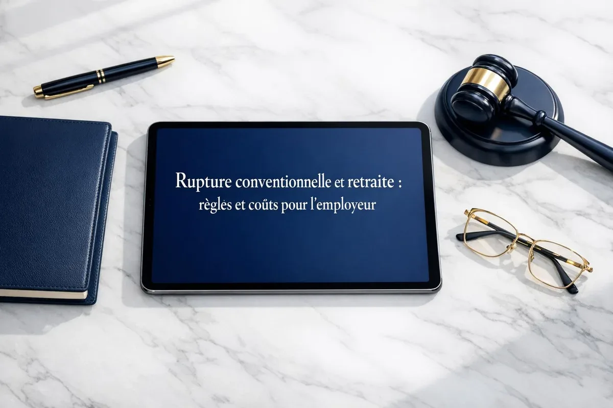 Employeur et salarié senior signant un accord de rupture conventionnelle avant un départ à la retraite