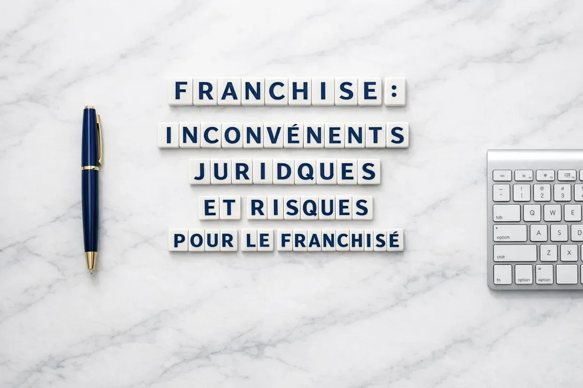 Franchisé signant un contrat face à un franchiseur, symbolisant les obligations et risques contractuels du réseau
