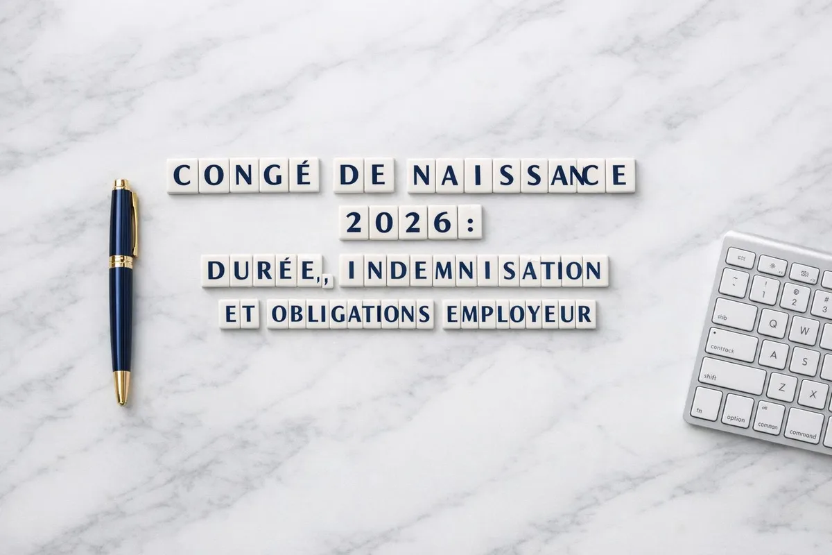 Jeune père tenant son nouveau-né dans les bras lors de son congé de naissance prévu par le Code du travail