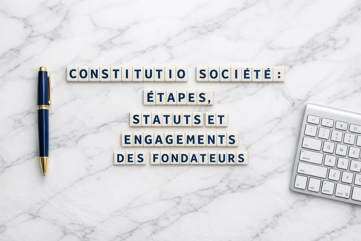 Fondateurs réunis autour d'une table lors de la signature des statuts constitutifs d'une société