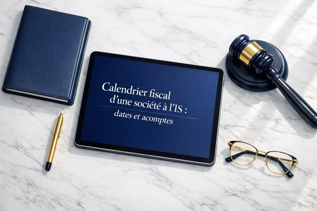 Calendrier avec documents fiscaux et échéances de paiement de l'impôt sur les sociétés