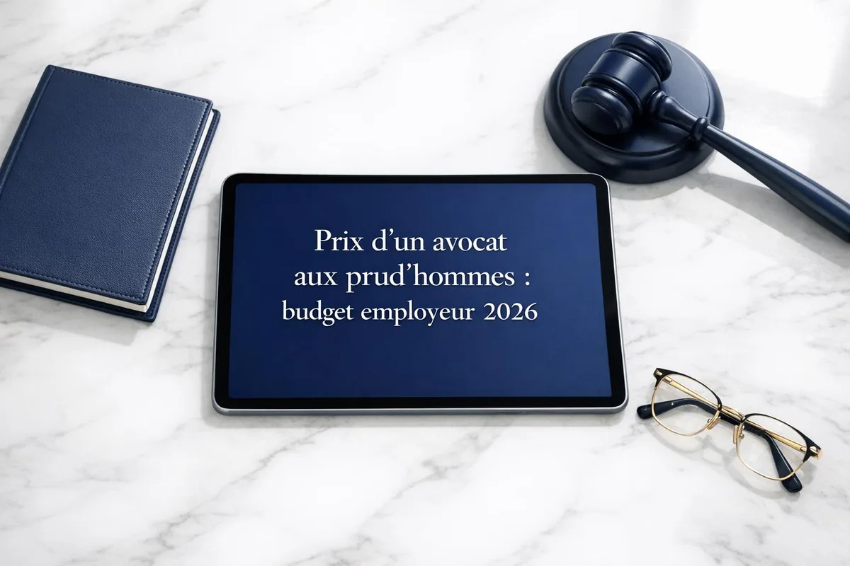 Avocat présentant un barème tarifaire à un dirigeant d'entreprise lors d'une consultation en droit du travail