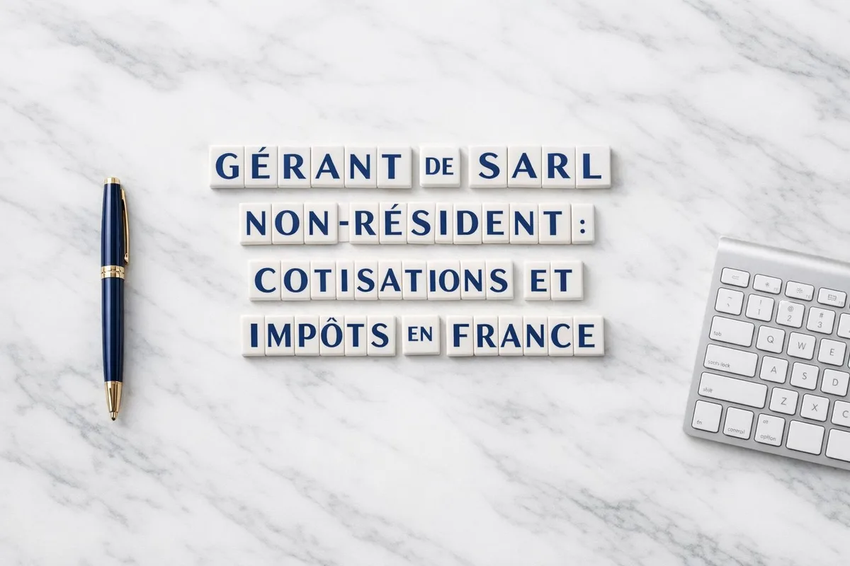 Gérant de SARL consultant des documents fiscaux et sociaux depuis l'étranger sur son ordinateur portable