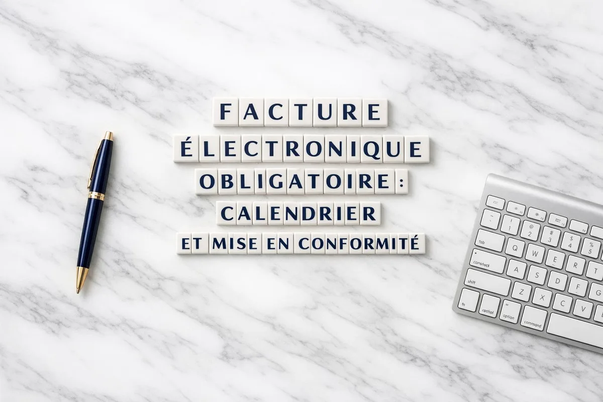 Entreprise préparant la dématérialisation de sa facturation sur ordinateur avec documents comptables