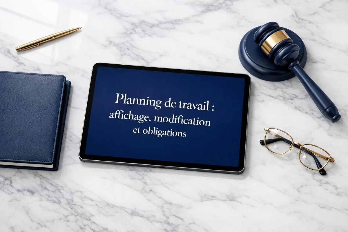 Employé consultant un tableau d'horaires hebdomadaires dans un espace de travail professionnel