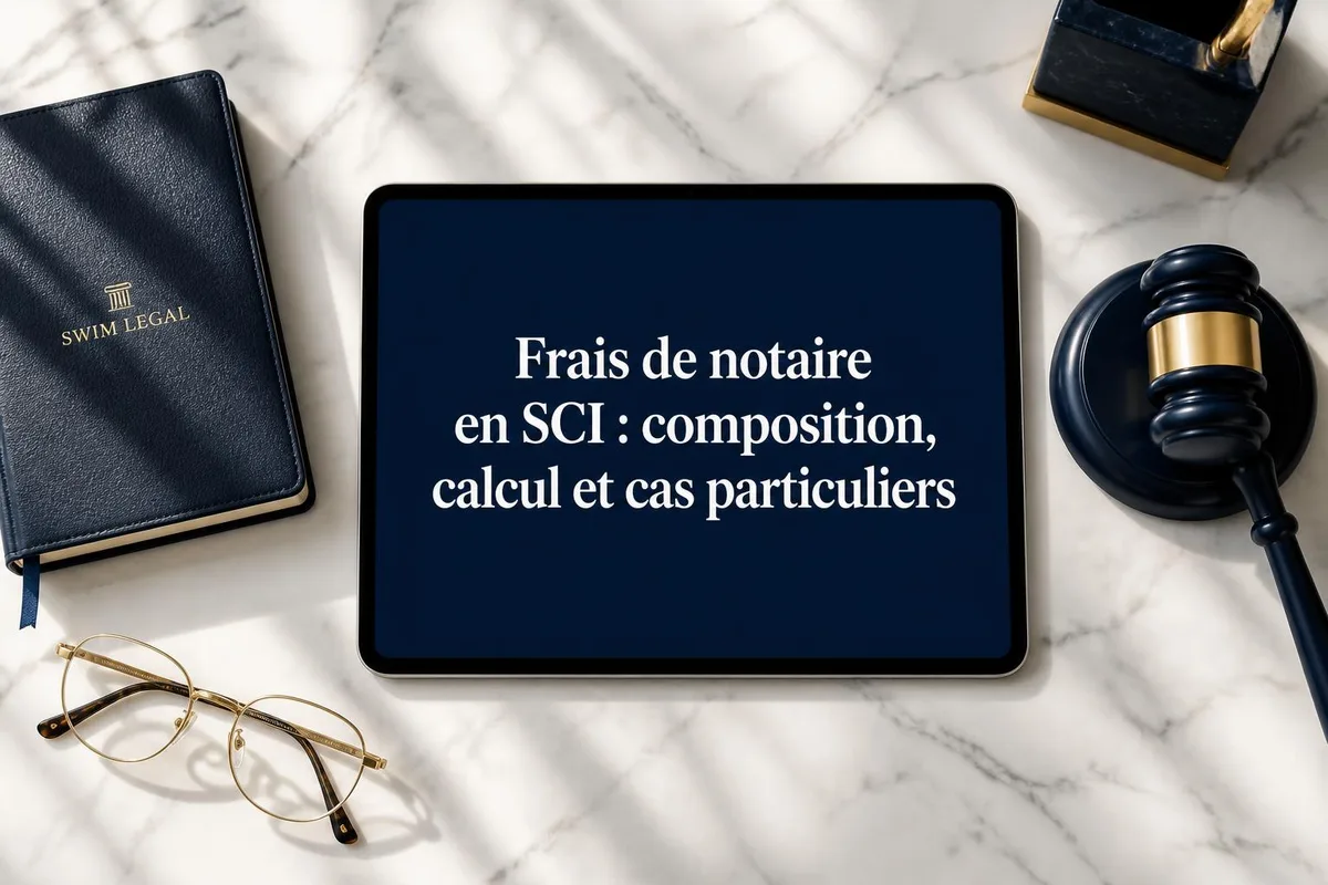 Notaire calculant les émoluments et droits d'enregistrement lors d'une acquisition immobilière par une SCI