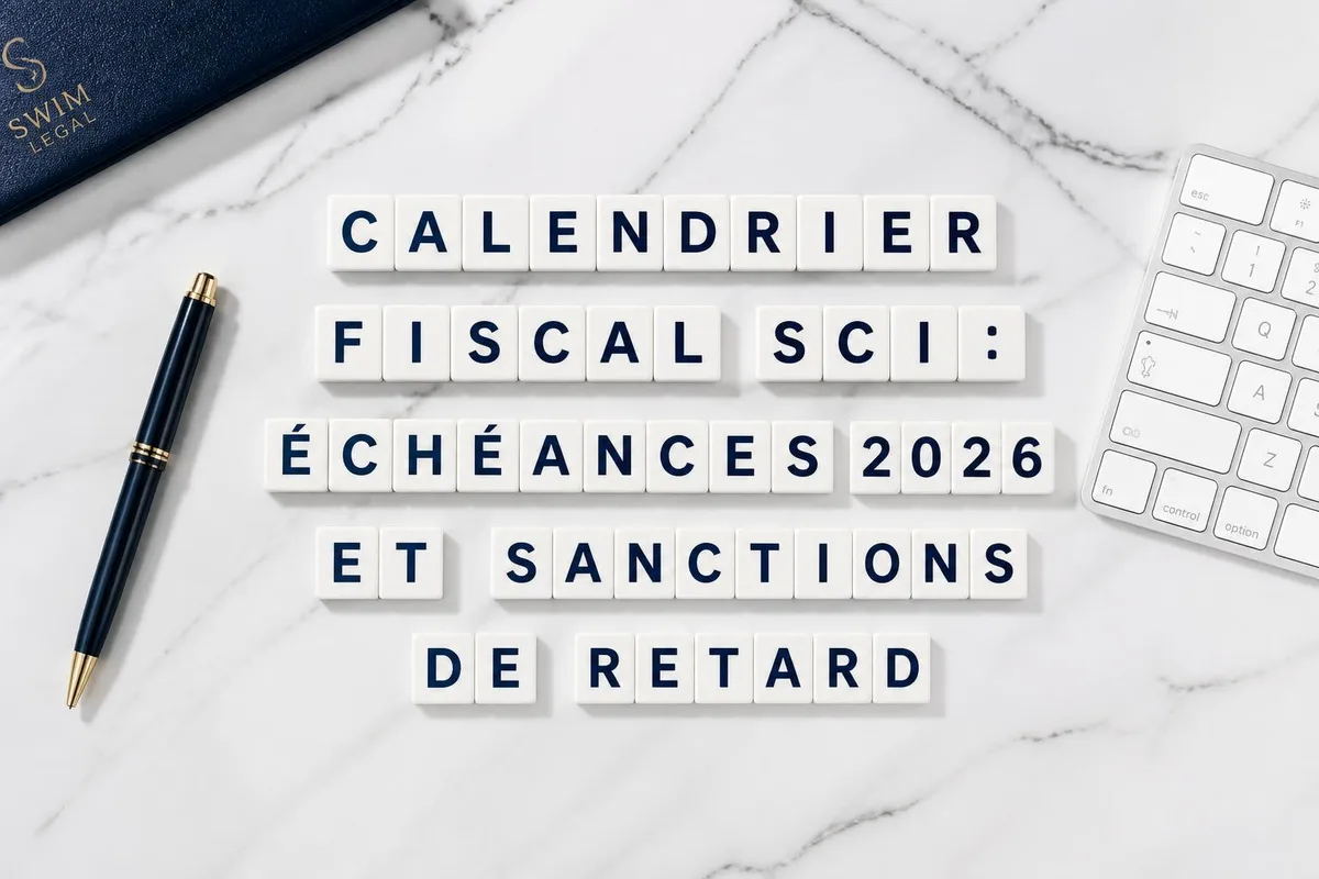 Déclaration fiscale et calendrier avec documents administratifs d'une société civile immobilière