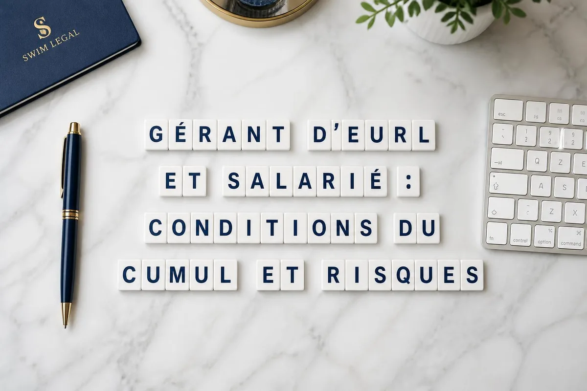 Gérant manipulant des documents contractuels sur un bureau avec un ordinateur portable en arrière-plan