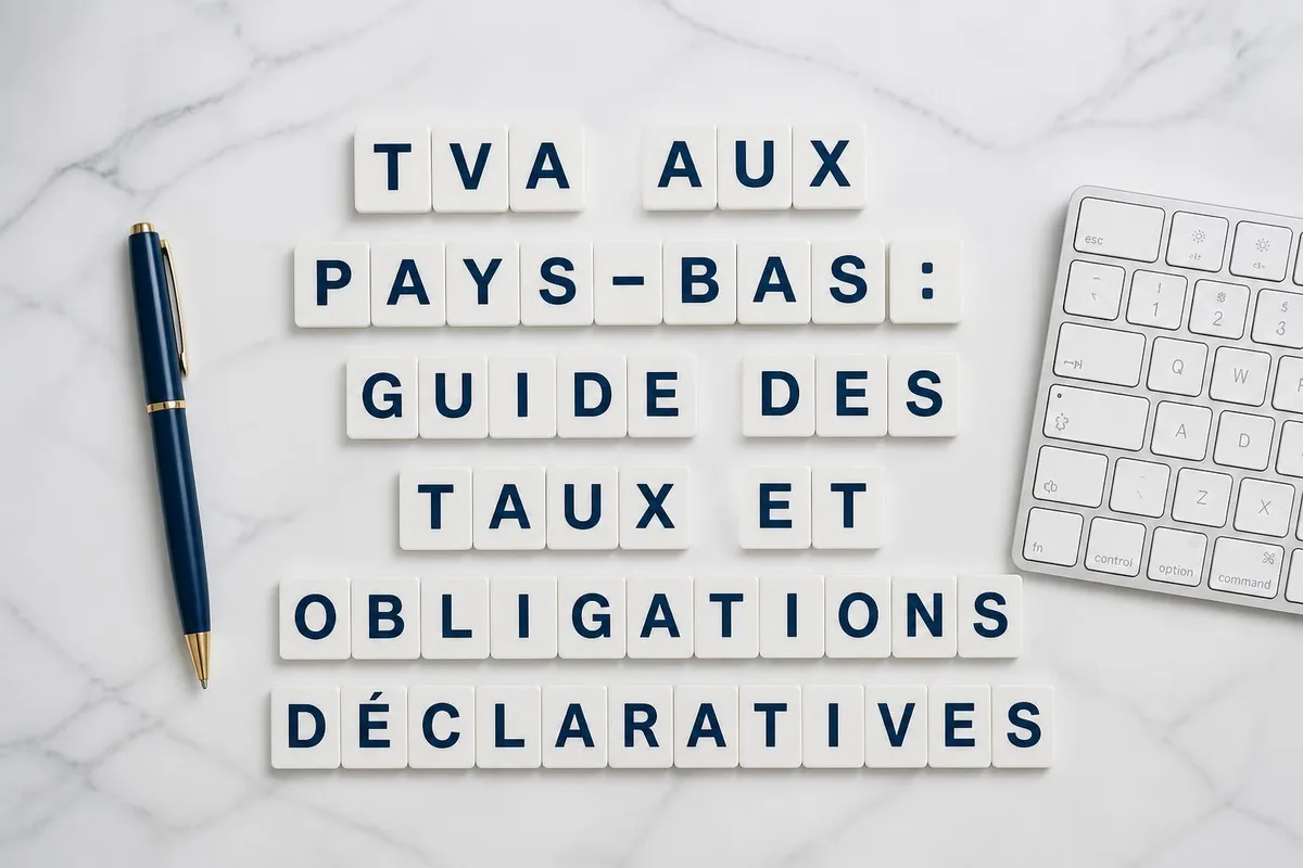 Calculatrice et documents comptables avec drapeau néerlandais pour déclarations TVA professionnelles