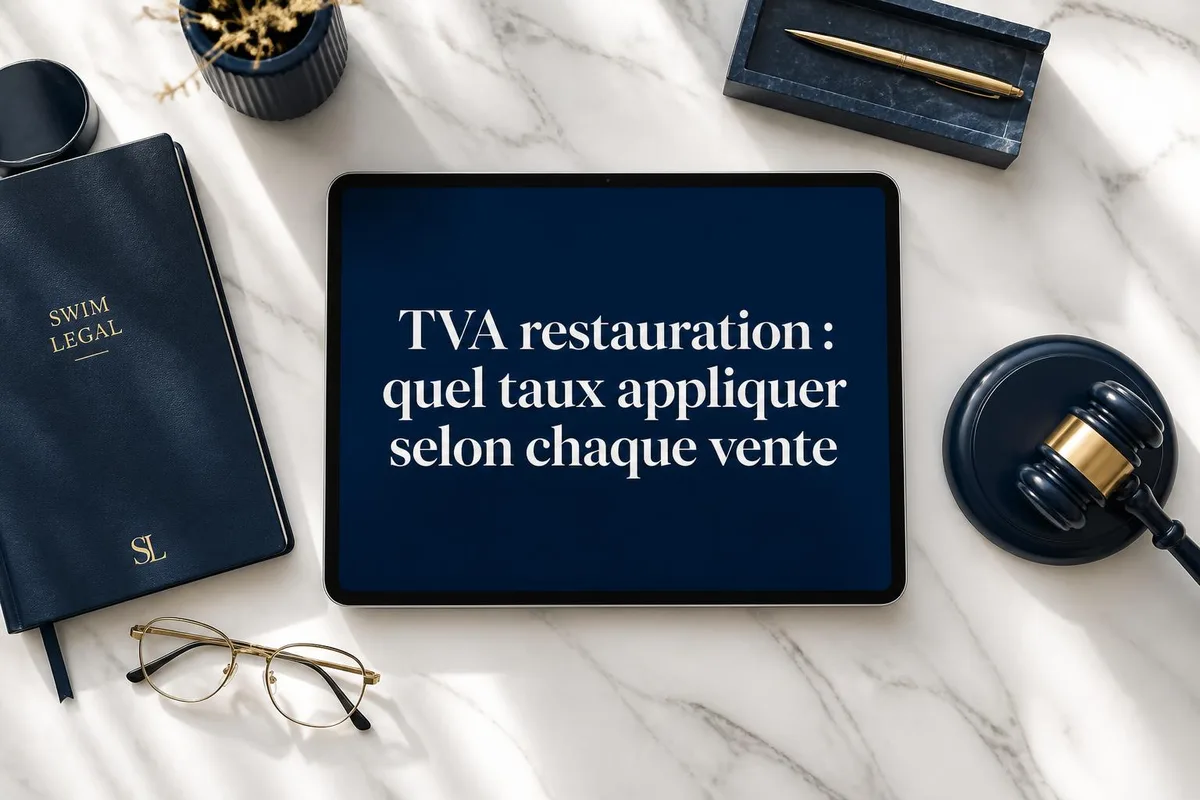 Plateau-repas avec addition et calculatrice illustrant l'application des différents taux de TVA en restauration
