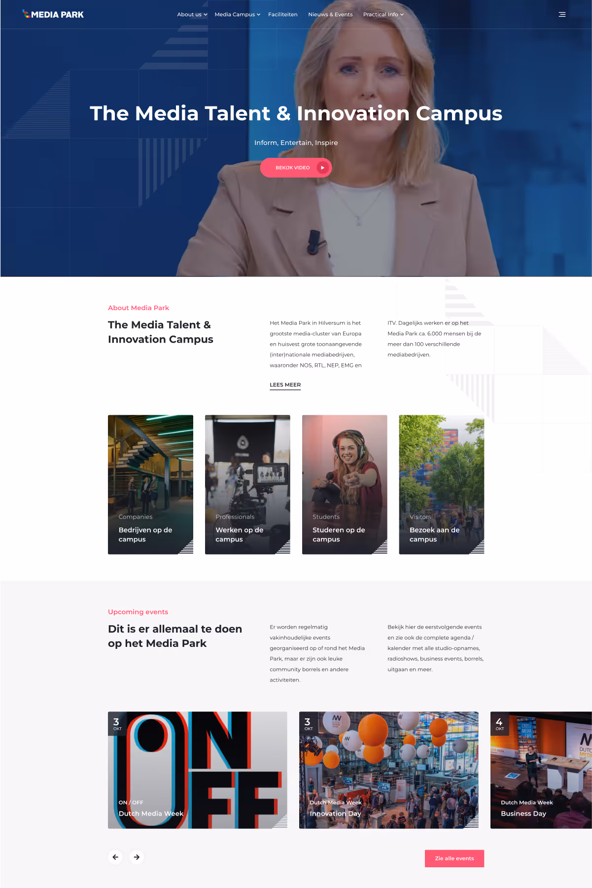 Website van het Mediapark Hilversum