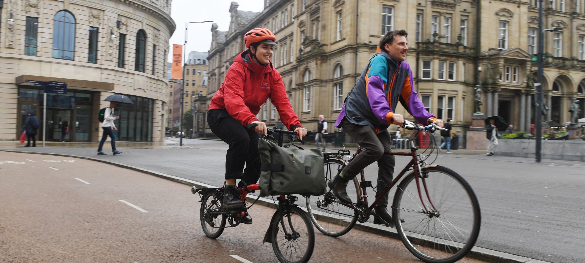 Commuter cycling on bike