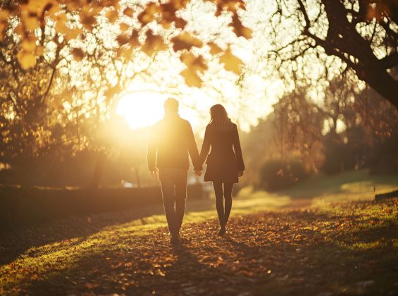 Couple Walking off into the Sunset
