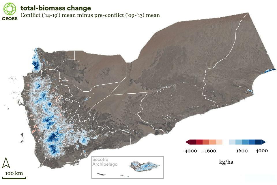 Figure A3. Change in total-biomass between the pre-conflict and conflict period