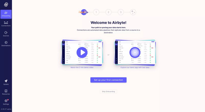 Airbyte welcome page