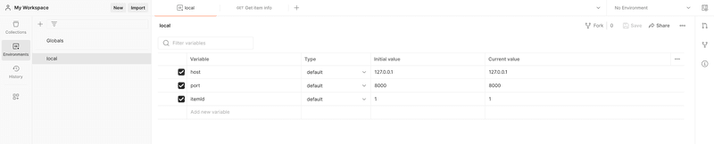 Create Postman environment