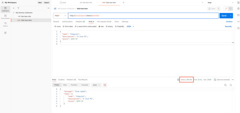 Send a request in Postman