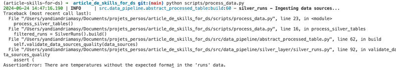 Error message in data processing pipeline