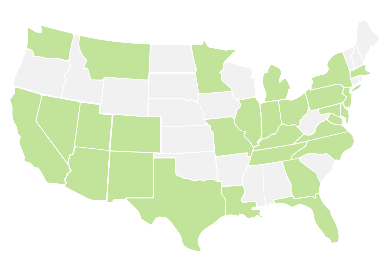 Map of ProAutomated's coverage in United States