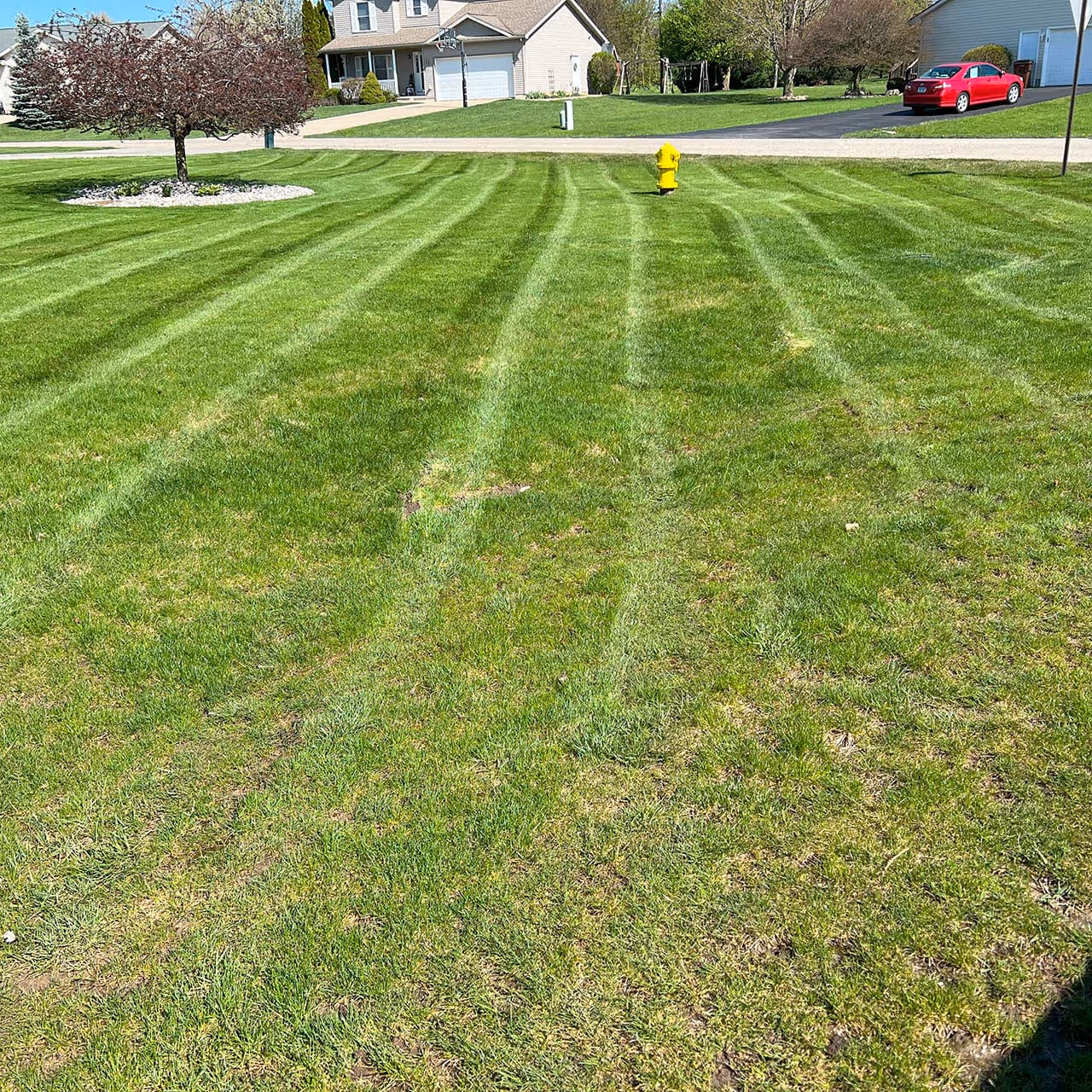 Front yard mowing for Michigan homeowner