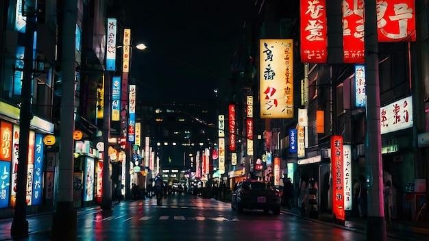 Tokyo city street at night | Premium AI-generated image