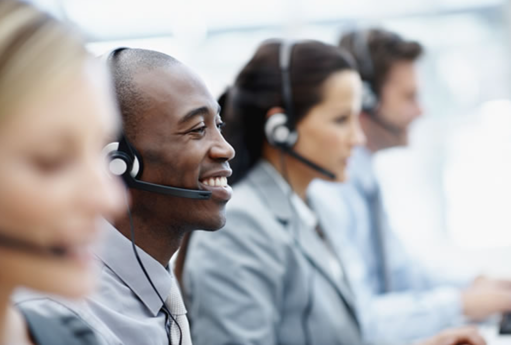 People talking on headsets