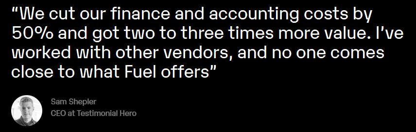 Quote from the Testimonial hero CEO